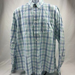 Johnnie-O Shirt Mens Size XL Blue Plaid Flannel Long Sleeve Button Down Checkers